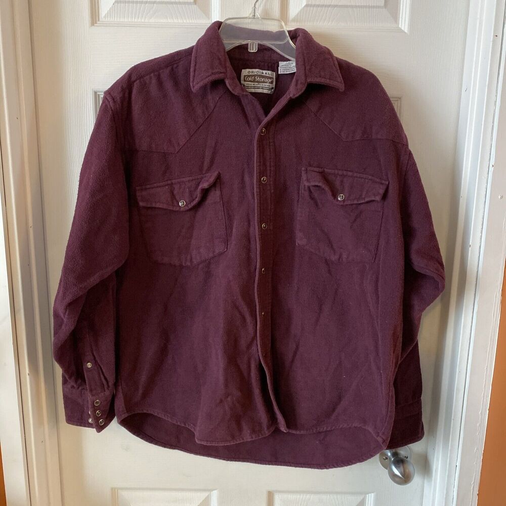 Original Cold Storage Foul Weather Gear Men’s Shirt Size Large Pearl Snap